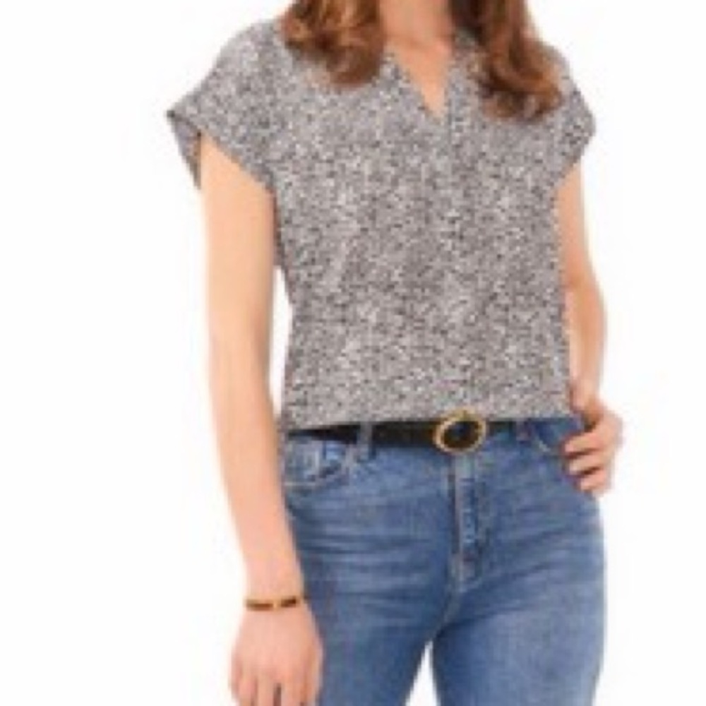 Vince Camuto Women's Black and White Patterned Top
